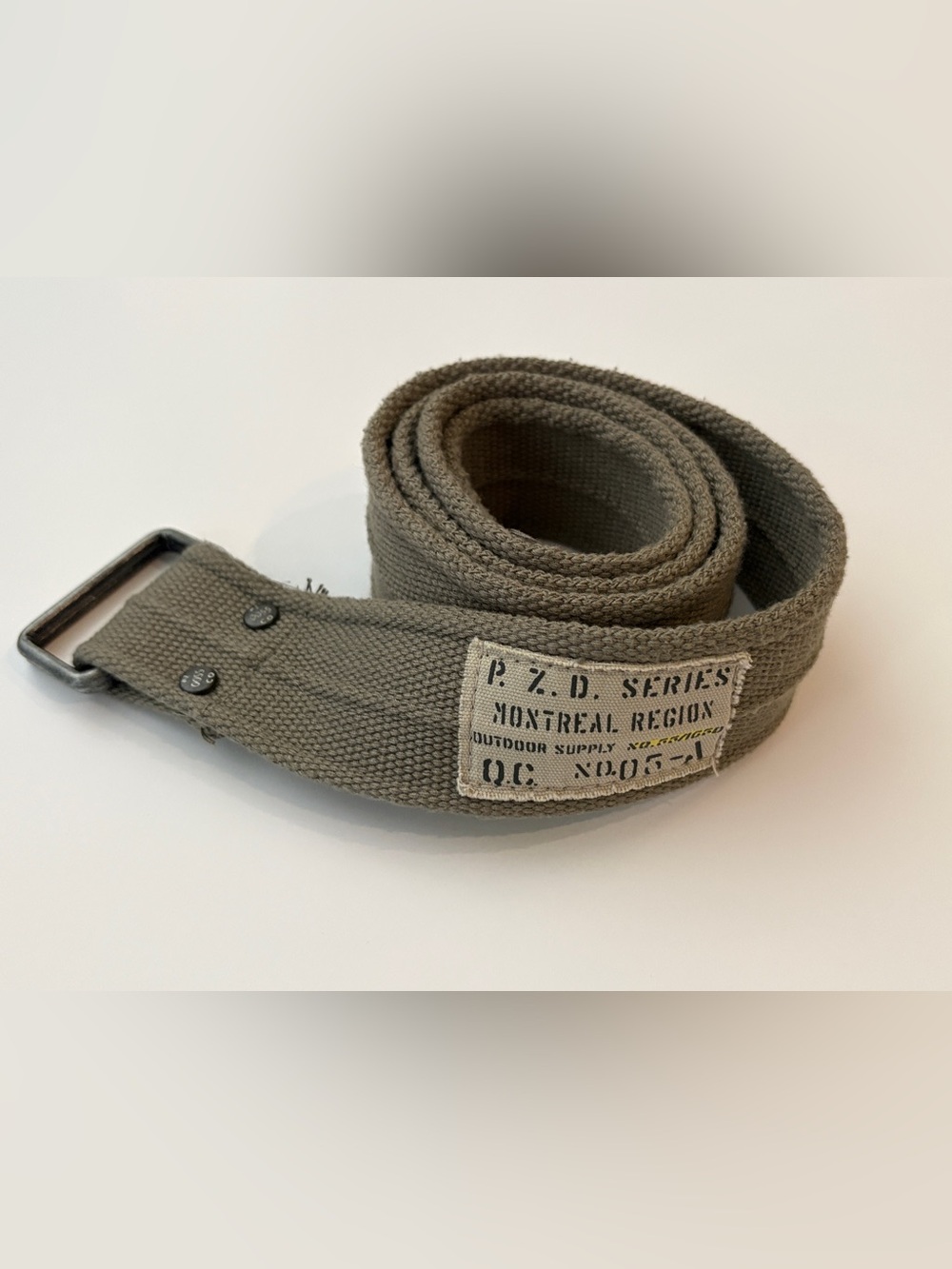 P.Z.D. Series Olive Green Canvas Web Belt Outdoor Supply Montreal Region